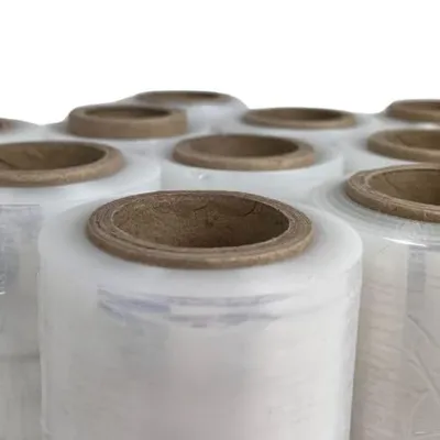 Produktbild von Mini Stretchfolie Transparent - Handstretchfolie auf Rolle - Verpackungsfolie - Wickelfolie für Verpackung, Strechfolienrolle 5 Rollen + Abroller