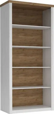 Produktbild von Bücherregal Segnas 14, Farbe: Kiefer Weiß / Eiche Braun - 198 x 90 x 43 cm (H x B x T)
