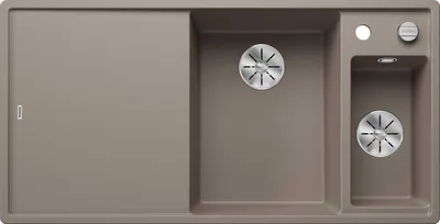 Immagine prodotto di BLANCO AXIA III 6 S, SILGRANIT® PuraDur®, tartufo, lavabo a destra, con scarico telecomandato, incluso tagliere in legno