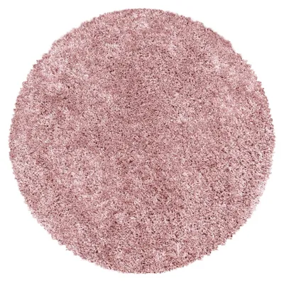 Produktbild von Runder Hochflor Teppich, 160 cm, Rosa, weich, flauschig