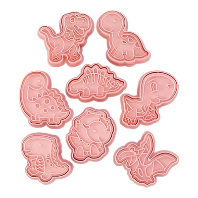 Produktbild von 8 PCS Dinosaurier Ausstecher Kunststoff Stempel Ausstechformen Formen für Kinder Keksausstecher Kinder Dinosaurier Backset zum Selberbacken