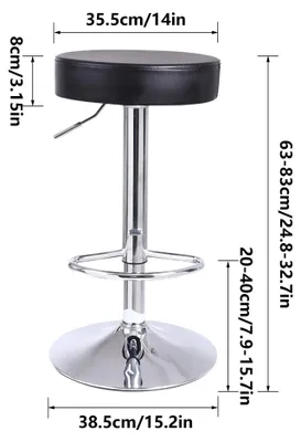 Image de Tabouret de bar en similicuir PU, réglable en hauteur, pivotant, pour cuisine, couleur noire