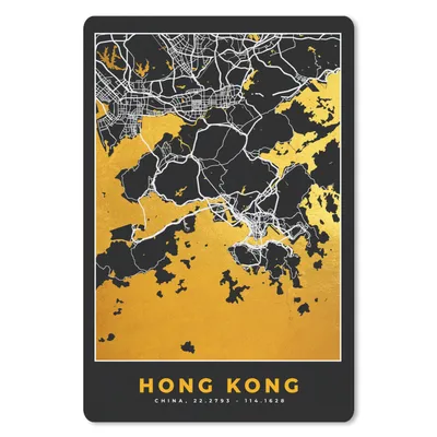 Produktbild von MuchoWow® Mauspad Mousepad Hongkong - Stadtplan - Gold - Karte 40x60 cm - Mousepads - Maus Mat - Pad - Mausunterlage - Schreibtisch Accesoire