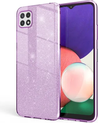 Zdjęcie produktu dla NALIA Solidne, błyszczące etui do Samsung Galaxy A22 5G, odporne na wstrząsy, błyszczące, wzmocnione etui silikonowe, fioletowe