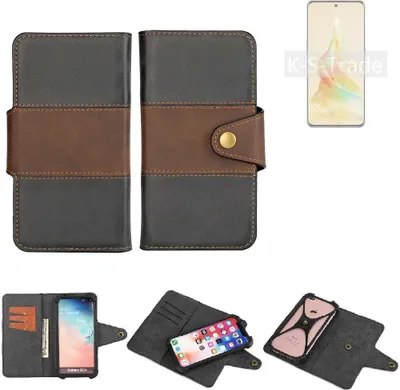 Produktbild von K-S-Trade Handyhülle Schutzhülle Hülle Bookstyle Wallet-Case kompatibel mit Oppo Reno8 T 5G Bumper Rundumschutz schwarz-braun 1x