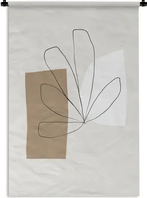 Produktbild von MuchoWow® Wandteppich Wandbehang Blumen - Minimalismus - Pastell 90x135 cm Tapisserie Dekoration Wandtuch - Baumwolle - Wandskulptur