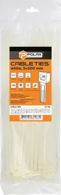 Produktbild von Kabelbinder, Nylon, weiß, 5 x 300 mm, 100 Stück Polax