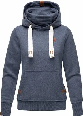 Produktbild von Navahoo Damen Sweatshirt Kapuzenpullover Kapuze Hoodie Pulli Warm Sweater Raniaa Dusty Blue Melange Gr: 36 - S