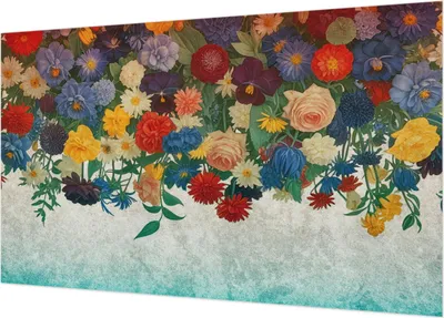Produktbild von Fototapete - Wandbilder für Wohnzimmer - 416x254 - Dekorative Wandfolie - Modernes Design für Wanddekoration - Tapeten für Innenräume - Bunte Blumen