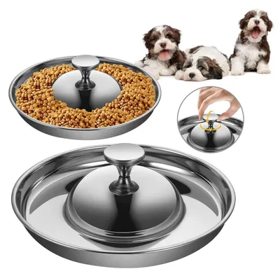 Produktbild von 2er Set Edelstahl Welpennapf 30cm 1,4L Wasserschale Hundenapf Langsam Fütternd