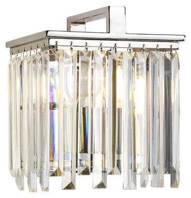 Zdjęcie produktu dla Kinkiet glamour Aries polerowany nikiel 1xE27x60W kryształ wym:26,2x22,9x15,8cm IP20 Elstead
