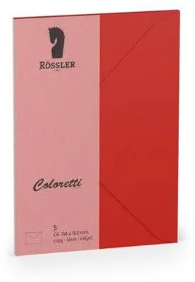 Image de Enveloppes Coloretti VE=5 pièces, format C6, couleur coquelicot.