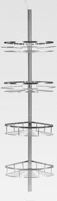 Produktbild von Teleskop Duschregal,4 Ablagen Badregal Edelstahl Eckregal Höhenverstellbar 110-280cm (Edelstahl/4 Ablagen)