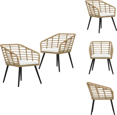Produktbild von vidaXL Gartenstühle 2 Stk. mit Auflagen Poly Rattan Eiche -  Gartenstühle