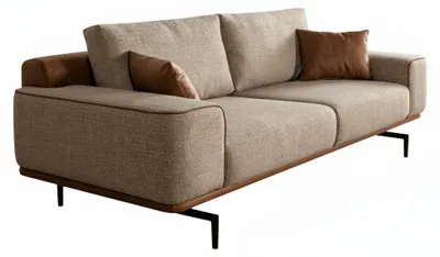 Image de Canapé 3 places beige design Canapé de salon Canapé rembourré Canapé textile