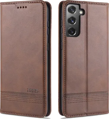 Produktbild von LaimTop LederHülle für Samsung S21 Plus 5G, Klapphüllen Brieftasche Magnetverschluss Ständer Schutzhülle für Samsung Galaxy S21 Plus 5G Kaffee