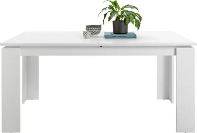 Produktbild von Esstisch - Weiß matt Nachbildung - 160 x 90 cm - ausziehbar