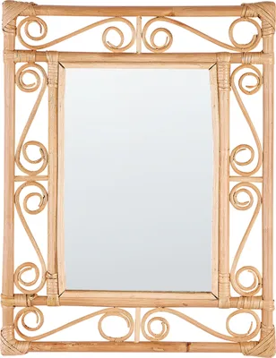 Obrázek produktu pro BELIANI Nástěnné zrcadlo světlé dřevo ratan 41 x 52 cm závěsná dekorace obdélníkový design obývací pokoj předsíň ložnice boho moderní design