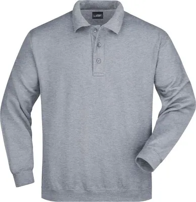 Produktbild von Klassisches Komfort Polo-Sweatshirt grey-heather, Gr. S