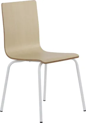 Image de Chaise de conférence fixe WERDI B, dossier et assise en contreplaqué laminé, structure en métal thermolaqué, hêtre/blanc