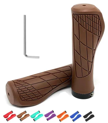 Zdjęcie produktu dla Ergonomiczne uchwyty do kierownicy rowerowej, para, kolor brązowy, pasujące do kierownic o średnicy 22 mm