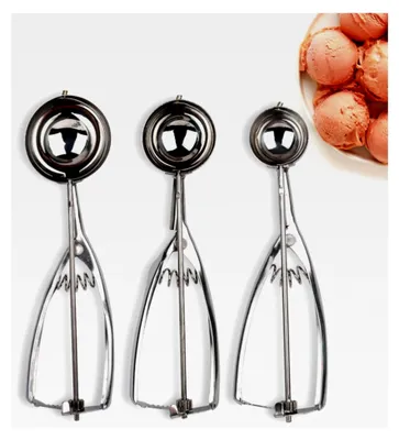 Produktbild von Eisportionierer-Set mit 3 Teilen, 36L Edelstahl, Auslöser, kleine Keksschaufel, Set mit 3 Teilen, zum Backen von Cupcakes und Eisportionieren