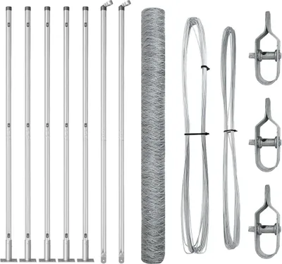 Produktbild von vidaXL Sechseckzaun mit Betonsockel 10 x 1,5 m Verzinkter Stahl Silber