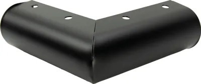 A black metal corner bracket for furniture.