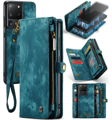 Produktbild von CaseMe 008 2-in-1 Klapphülle für Samsung Galaxy S20 Plus - 8 Kartenfächer Kunstleder Grün