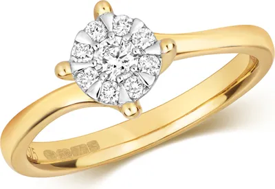 Produktbild von Funkelndes Feuer 9 Karat (375) Gold Damen - Diamant Solitärring Brillant-Schliff 0.25 Karat G - I1 I2, 54 (17.2); TRS317139KYRSN