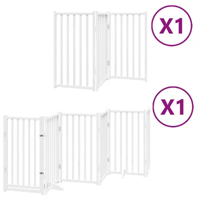 Obrázek produktu pro Zábrana pro psy s dvířky skládací 9 panelů bílá 450 cm topol