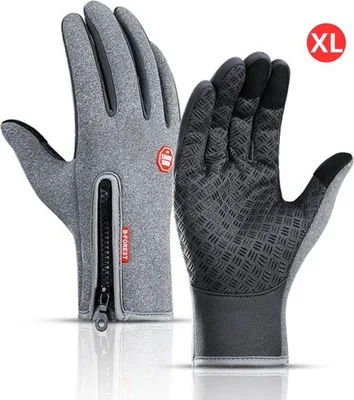 Productafbeelding van Touchscreen Handschoenen - Fietshandschoenen - Winter - Heren - Wielrenhandschoenen - Scooter - Grijs - Maat XL