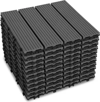 Zdjęcie produktu dla Płytki tarasowe Clanmacy z tworzywa sztucznego, system zatrzaskowy, płytki WPC, 30 x 30 cm, 33 sztuki (3 m²)