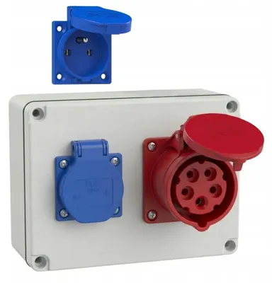 Productafbeelding van Bouwstroomverdeeler met stopcontacten 32A, 1x 400V en 1x 230V, niet aangesloten