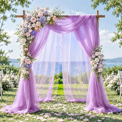 Tüllstoff für Hochzeitsbögen, 1,6 × 5 m, lila