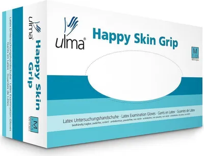 Produktbild von 100 Happy Skin Grip Latexhandschuhe - Gr. S - unsteril - puderfrei