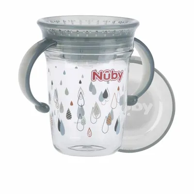 Obrázek produktu pro NUBY Hrnek Tritan netekoucí 360° s držadly, 6 m+ světle šedý