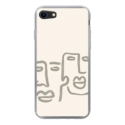 Produktbild von MuchoWow® Handyhülle Schutzhülle Hülle für iPhone SE 2020 Gesicht - Abstrakt - Strichzeichnung Silikon Softcase Handy Hülle - Kartenbesitzer