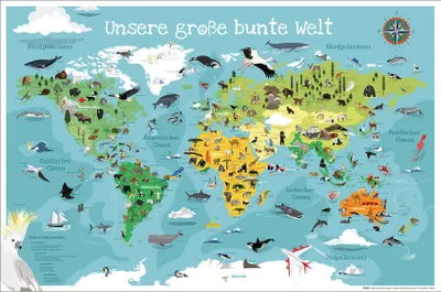 Produktbild von KinderWeltkarte XL Poster Unsere große bunte Welt 91,5 x 61 cm