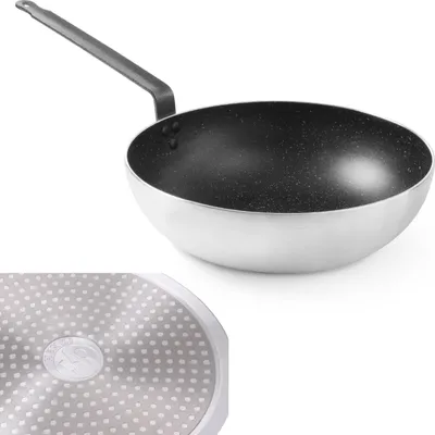 Immagine prodotto di Padella wok in alluminio Hendi con rivestimento antiaderente marmorizzato Ø320mm