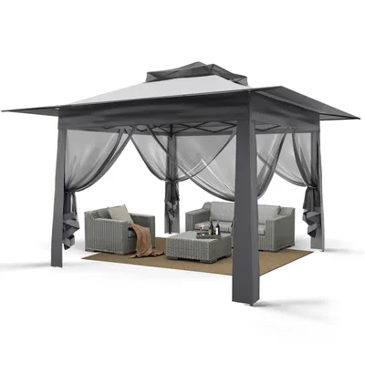 Produktbild von Puluomis Faltpavillon Gartenpavillon Pop Up 3,65 x 3,65m Pavillon Faltbar Pavillons & Partyzelte Wasserdicht Gartenzelt, UV-Schutz 50+