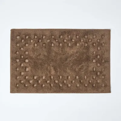 Immagine prodotto di HOMESCAPES Tappeto da bagno a quadretti cioccolato 45 x 75 cm