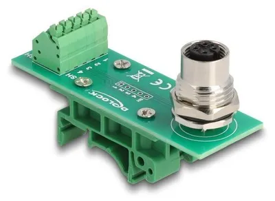 Image de Delock M12Übergabemodul Adapter 4 Pin A-kodiert Buchse zu 5 Terminalblock für (60658)