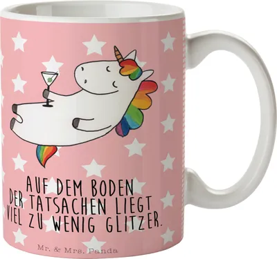 Produktbild von Mr. & Mrs. Panda Teetasse Einhorn Cocktail - Rot Pastell - Geschenk, Geburtstag, Einhörner, Spruch, Becher, Cuba Libre, Kaffeetasse, Unicorn, Kaffeebecher, Geschenktasse