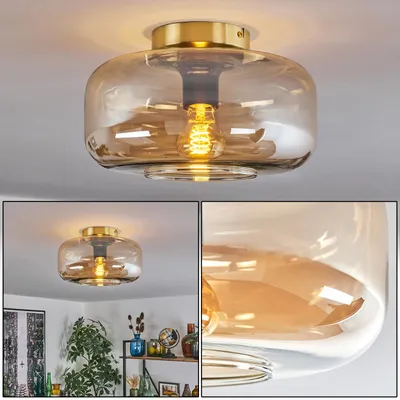 Produktbild von Triest Deckenlampe aus Metall/Glas in Messingfarben/Bernsteinfarben/Klar