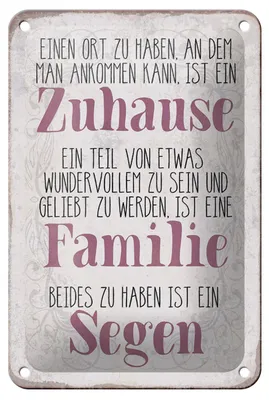 Produktbild von Blechschild Spruch 12x18cm Zuhause Familie beides ein Segen