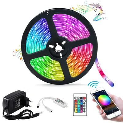 Produktbild von Smart Wifi 5m/16.4 ft LED Streifen App Kontrolliert Musik Sync RGB Farbwechsel Wasserdicht Lichtleiste