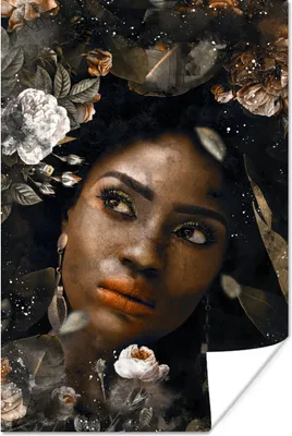 Produktbild von MuchoWow® Poster Frau - Blumen - Farbe 20x30 cm - Papierdruck