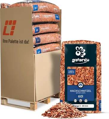 Produktbild von Galamio Holzhackschnitzel Orange 60l x 12 Sack 720l 12er Palette