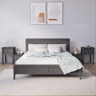 Image de vidaXL Tables de nuit 2 pcs. Gris 79,5x38x65,5 cm Pin massif
